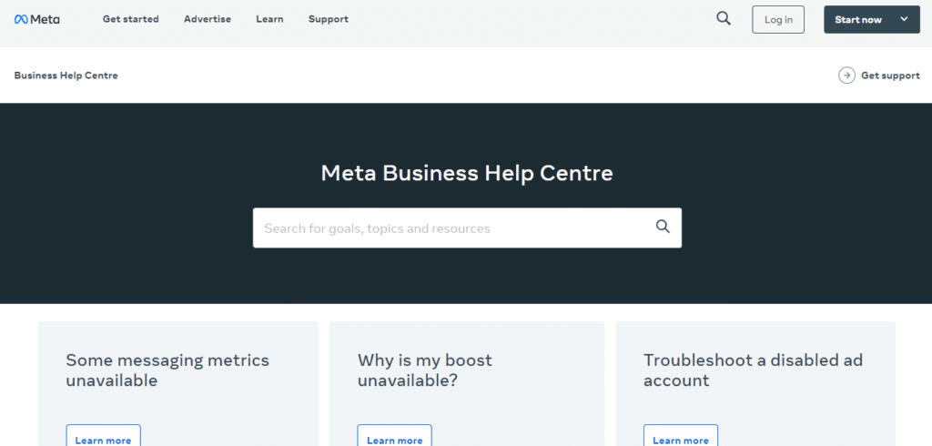 Meta for Business support